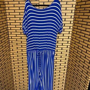 Chic Soul‎ Blue And White Stripe Jumpsuit Size 3X